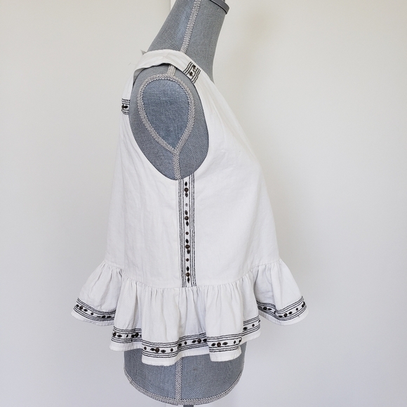 Anthropologie Embroidered Peplum Tank FLANNEL size Small - Picture 6 of 15